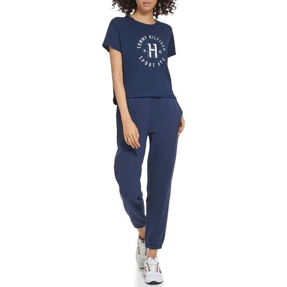 Tommy Hilfiger Womens Short Sleeve Printed Chest Graphic Navy Blue T-Shi… - Picture 4 of 5